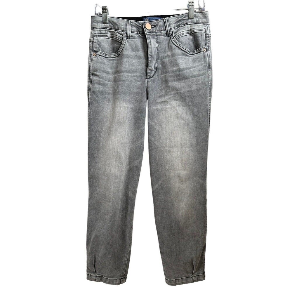 Democracy Jeans Women's Ab Solution Cropped Gray Denim Distressed Size 6